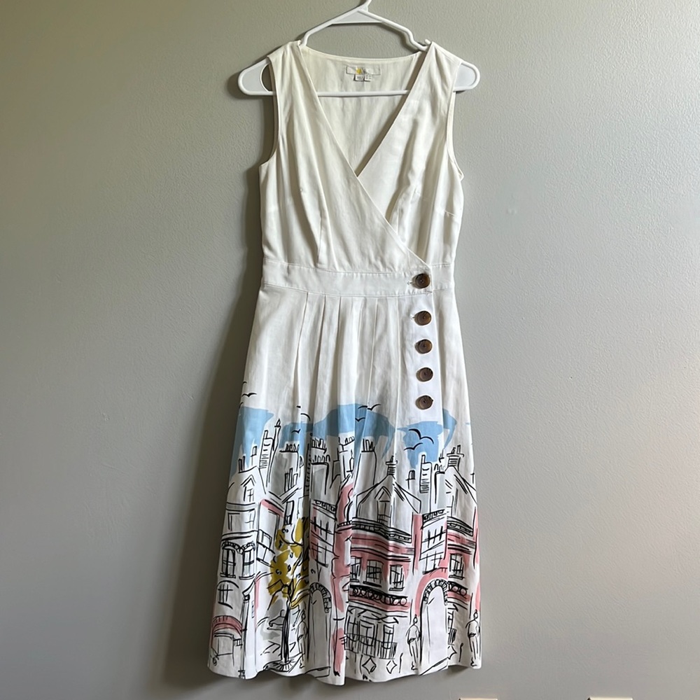 EUC! Boden Wrap Dress with seaside City Print